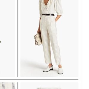 Sandro Bernardo Pinstriped Tapered Pants Cream Size 36